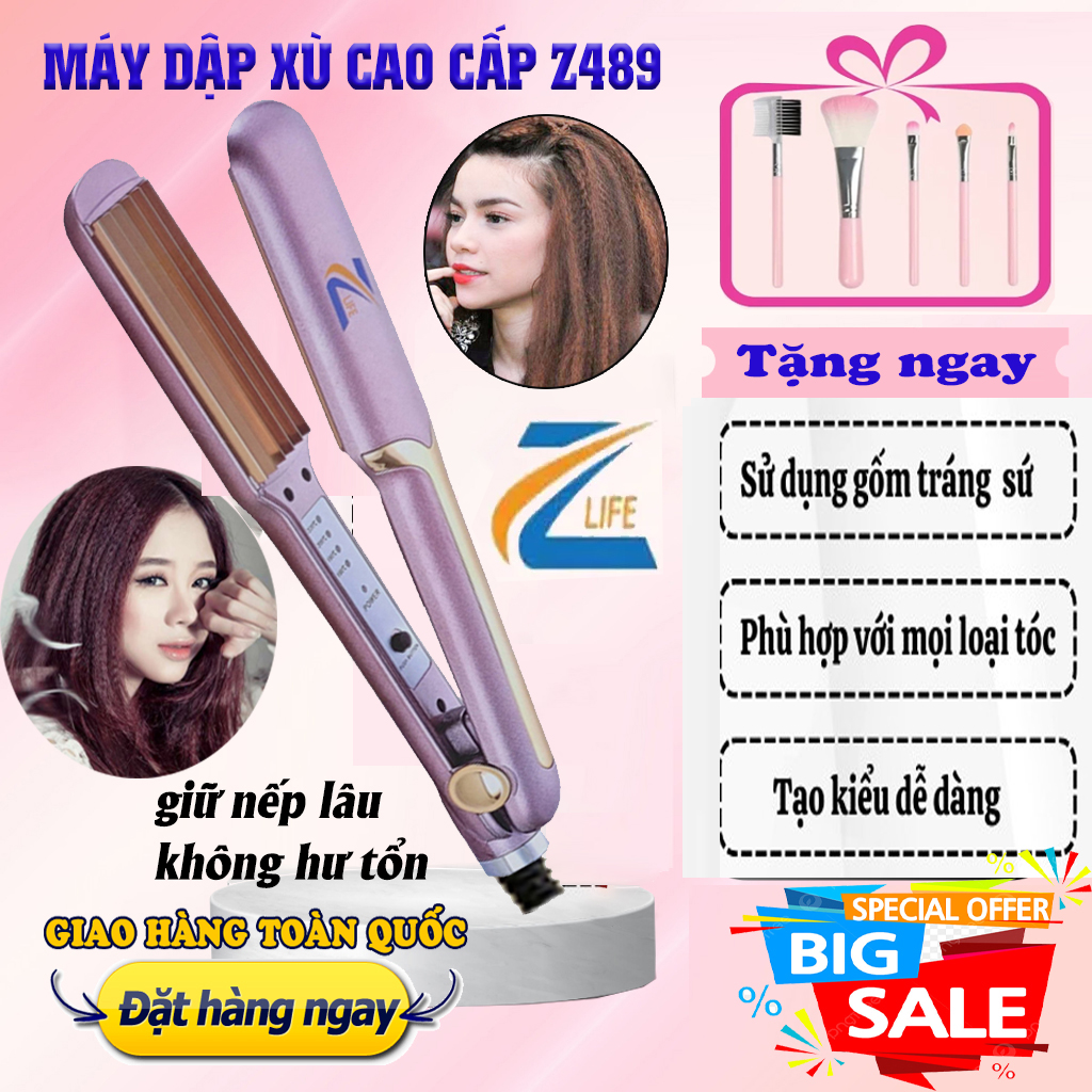 [ HÀNG CAO CẤP] Máy dập xù bấm phồng chân tóc Z489, Máy ép tóc, Máy là tóc cao cấp 4 mức điều chỉnh nhiệt Máy kẹp tóc, duỗi tóc đa năng Máy Uốn Tóc Phẳng Tạo Kiểu Tóc Ướt/Khô Bằng Titan chống hư tổn