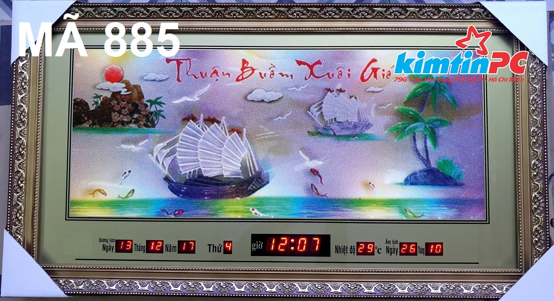 Lịch vạn niên – Tranh đá cẩm thạch – Đồng hồ - Khổ cao 55cm dài 100cm - mã 885