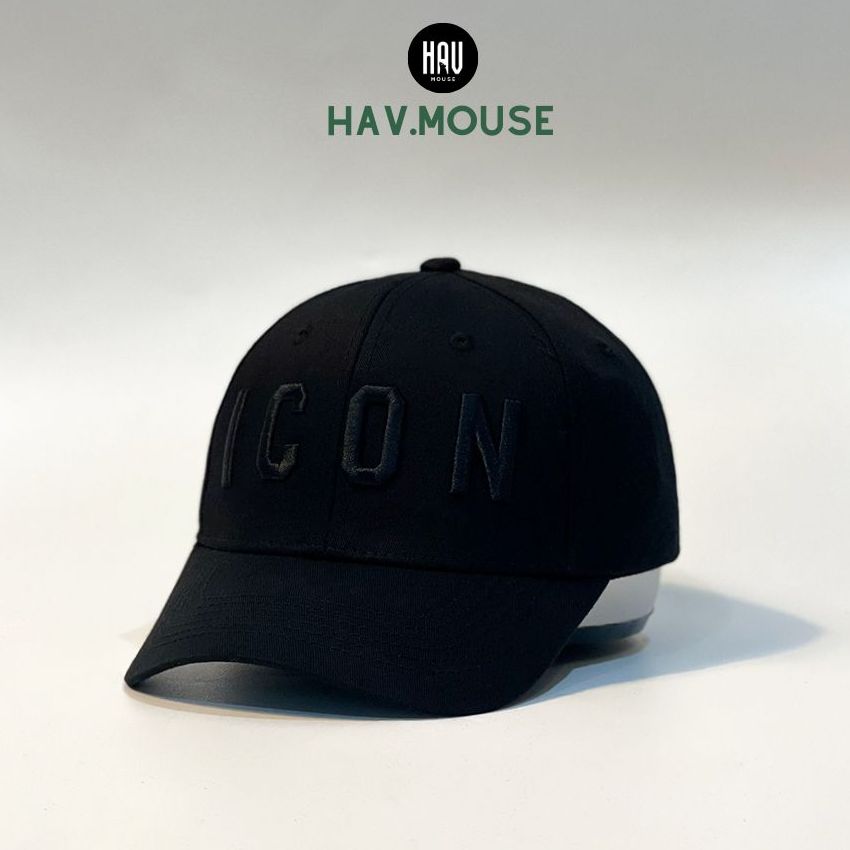 Mũ lưỡi trai ICON đen thêu tinh tế phong cách Hàn Quốc Free size dành cho cả nam và nữ