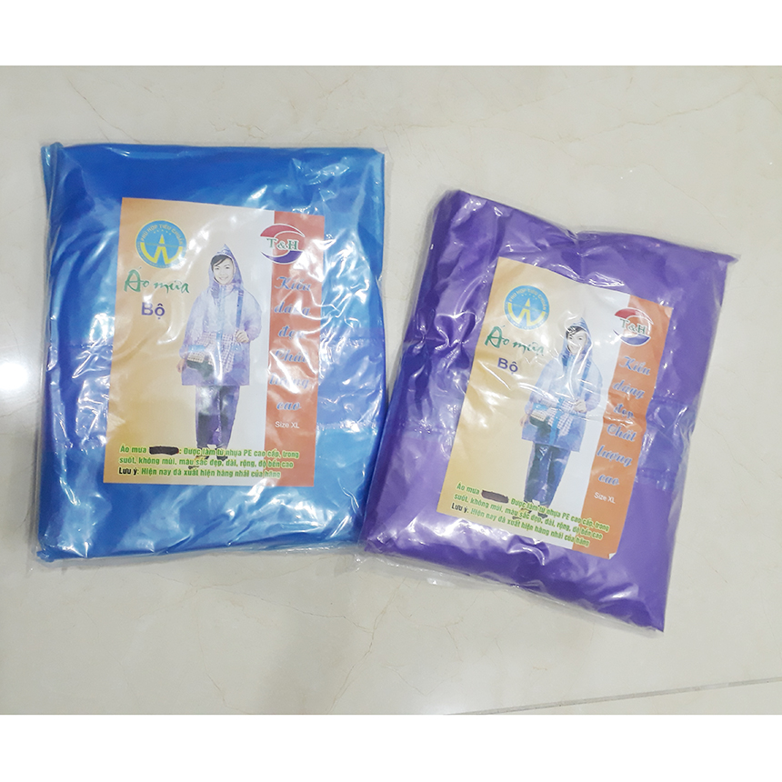 Áo Mưa nylon T&H bộ dày nhẹ đồ đi phượt gọn gàng