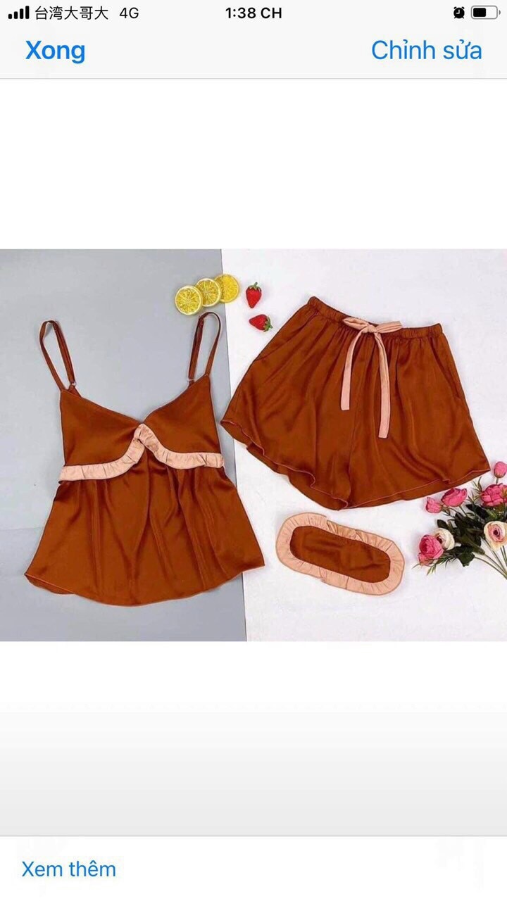 Sét ngủ lụa satin phối kèm bịt mắt siêu xinh