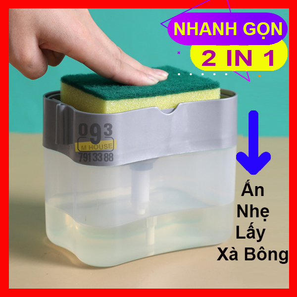 [HCM]Hộp Đựng Xà Bông Rửa Chén Ấn BơmHộp Đựng Miếng Rửa Bát Bọt Biển Bàn Chải