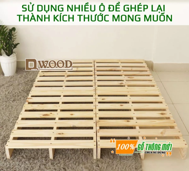Giường Pallet gỗ thông lắp ghép