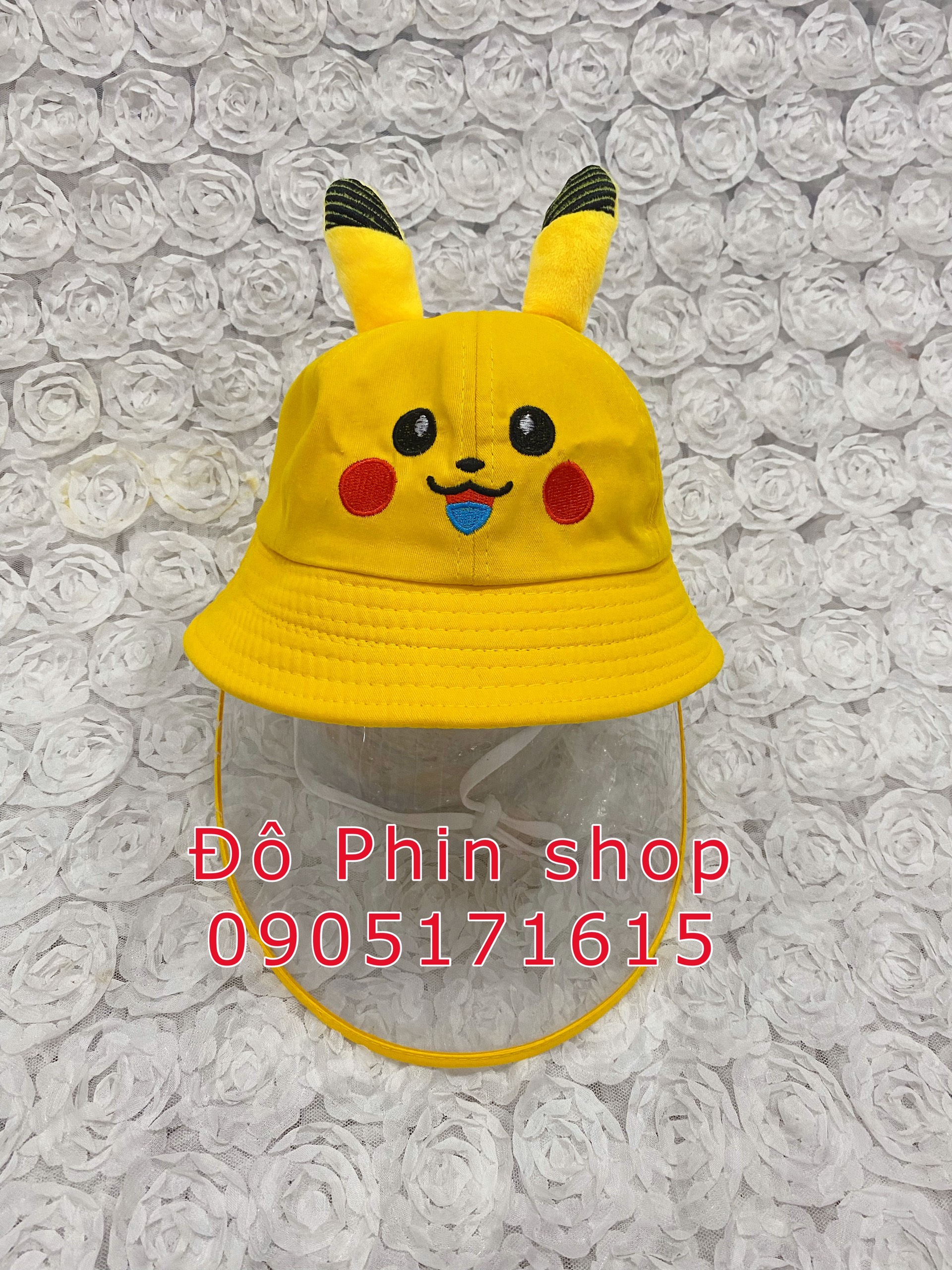 [Bé 3-7 tuổi] Mũ vành bucket hình Pikachu chống giọt bắn cho trẻ em, vòng đầu 54cm, tấm chắn có thể tháo rời dùng làm nón kết đội che nắng (Màu ngẫu nhiên phù hợp cả bé trai và bé gái)