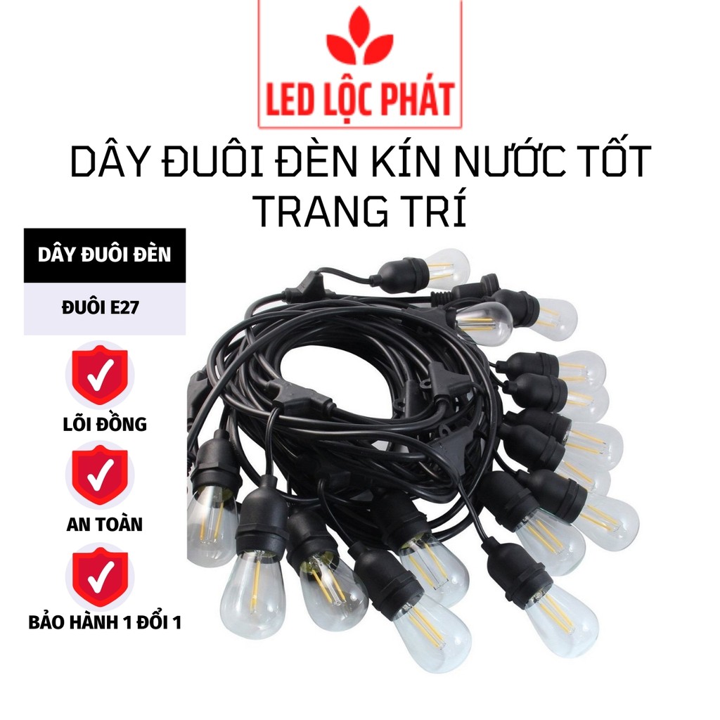 Dây đui đèn trang trí ngoài trời e27 chống nước, đuôi đèn thả trang trí