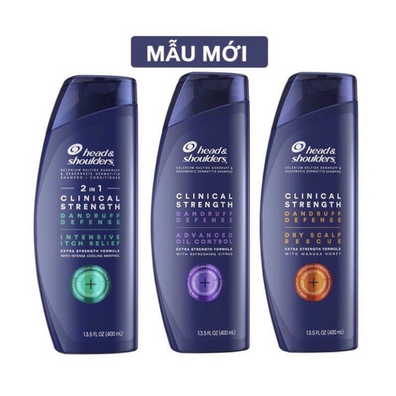 Combo 2 chai dầu gội ngăn gàu head & shoulders clinical strength 400ml/chai- chính hãng usa