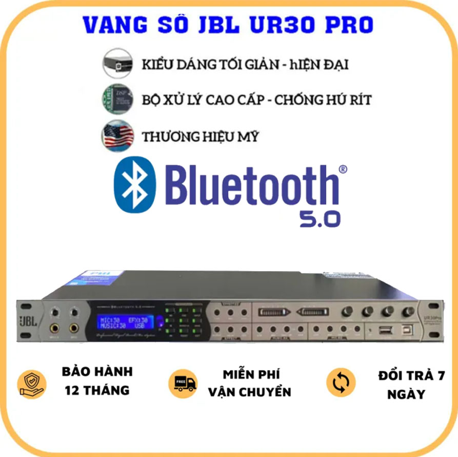 Vang Số Karaoke Chống Hú JBL UR30 Pro Hiệu Ứng Echo Reverb Chuyên Nghiệp Kết Nối Bluetooth 5.0 Cổng Quang Vang Số JBL Cổng Sub Riêng Biệt Công Nghệ Xử Lý Âm Thanh DSP Hiệu Suất Cao Giúp Âm Thanh Hay Hơn.. Bảo Hành 12 Tháng