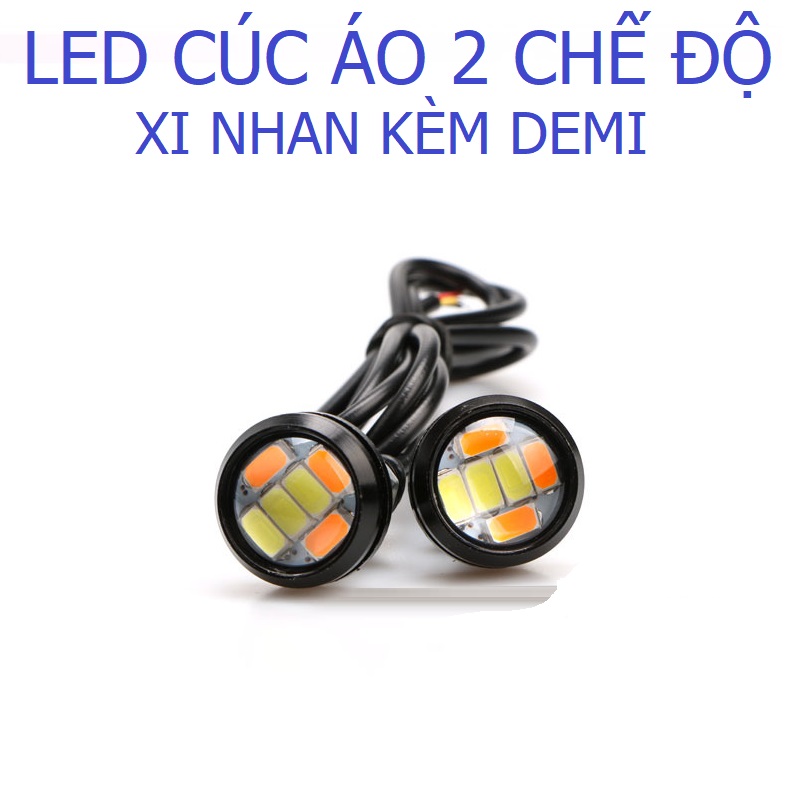 Đèn Xi Nhan kèm Demi Cúc Áo Mini Cao Cấp 2 trong 1, Xi Nhan Vàng kèm Demi Trắng