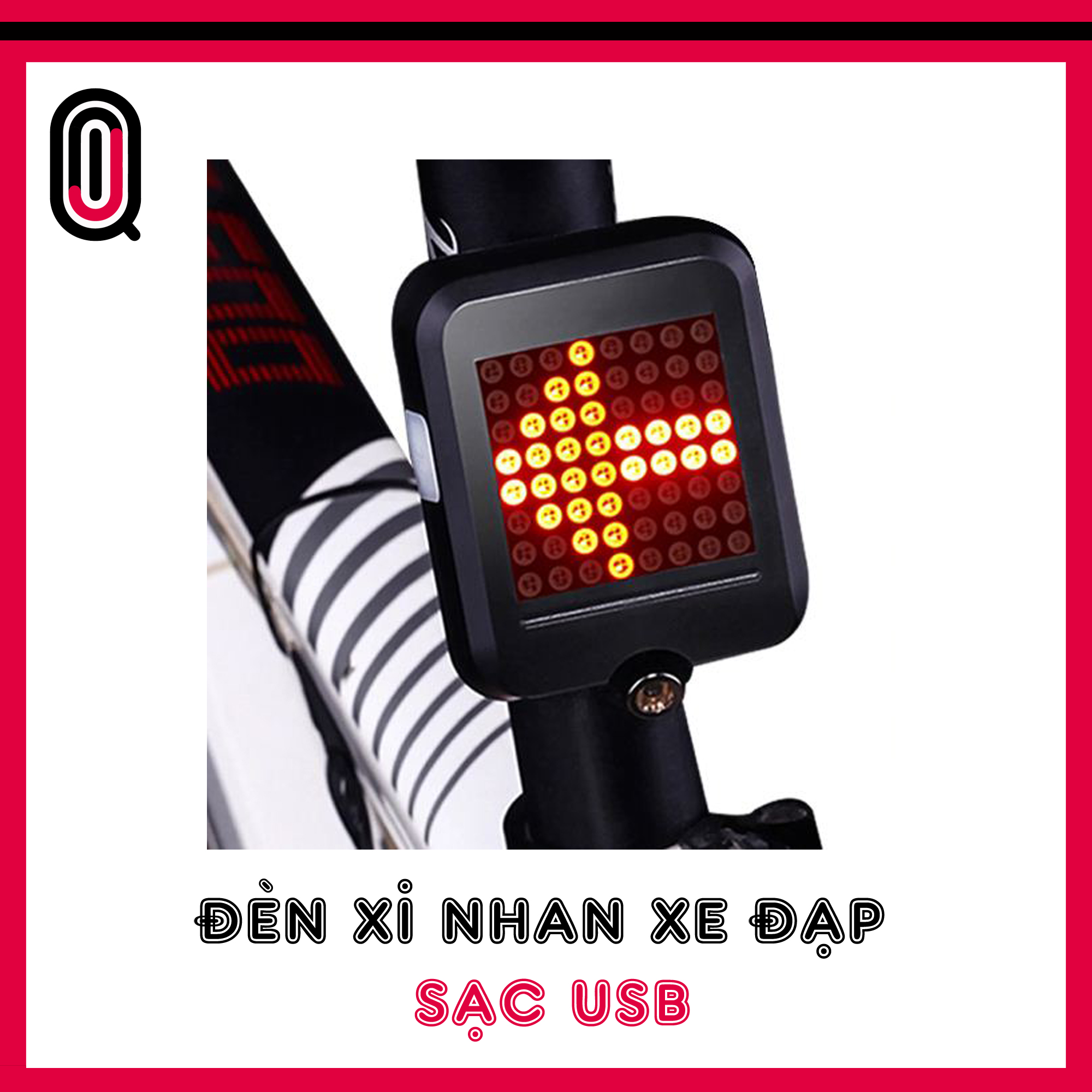 Đèn xi nhan xe đạp sạc usb - đèn hậu xi nhan cảm biến
