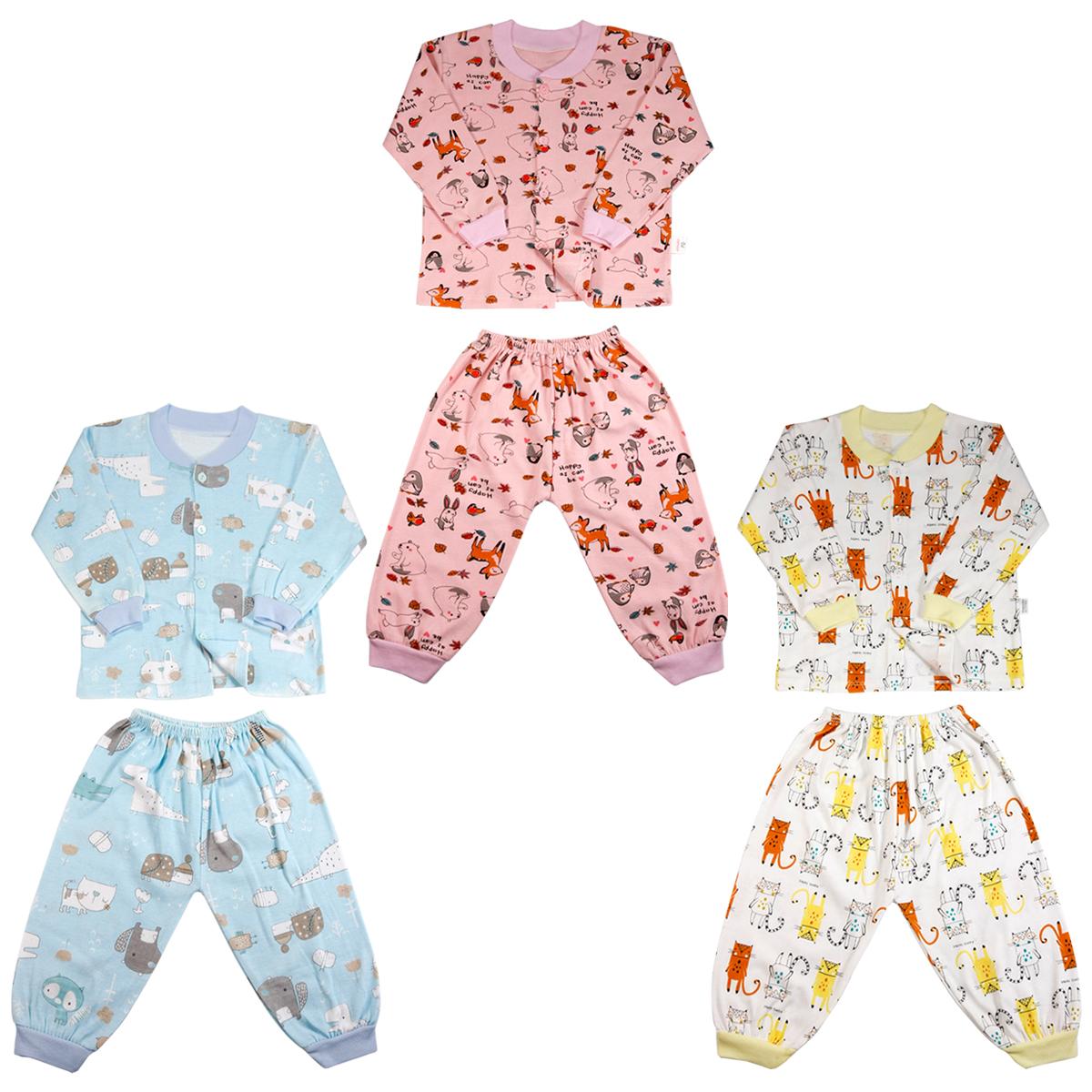 Combo 3 Bộ quần áo dài tay cotton thu đông chất cotton bozip cao cấp cho bé trai bé gái từ 3-14kg 3BDBZKF ( ảnh thật ) KIBA Fashion ( bộ quần áo thu đông bộ quần áo dài tay )