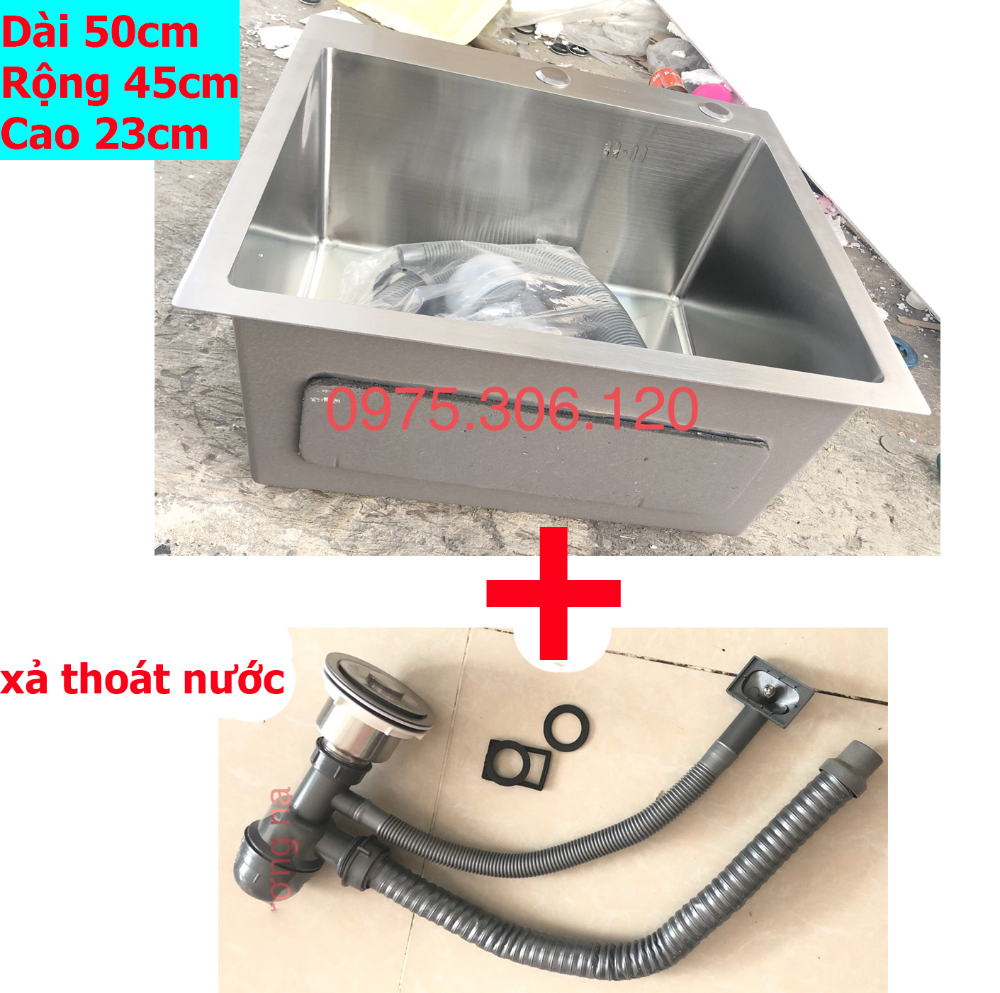 Chậu Rửa Chén Bát INOX SUS 304 N17 5045 NA.GRAND và Bộ Xả Chậu thoát nước bồn rửa chén inox chậu rửa chén 1 hố