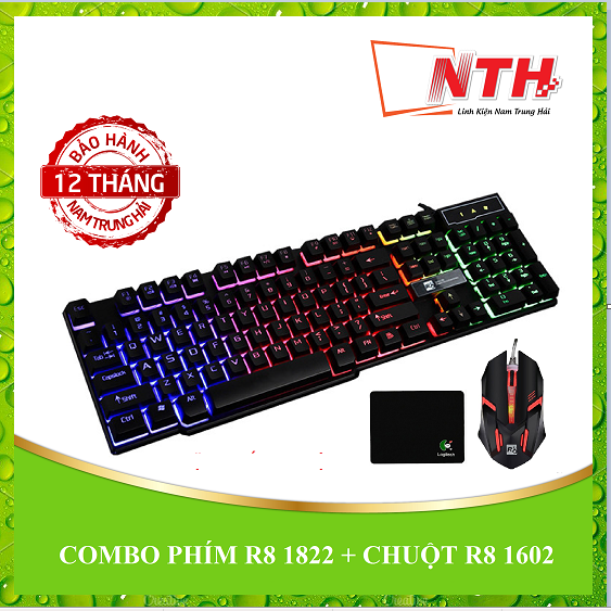 Combo phím chuột led 7 màu chuyên game r8 1822 + r8 1602