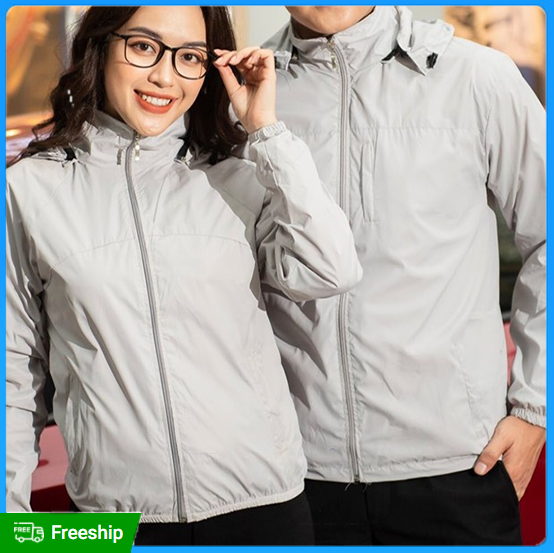 Áo khoác dù nam nữ lót lưới thoáng mát chống nước chống nắng, Áo khoác nam nữ dù gió chống nắng mưa