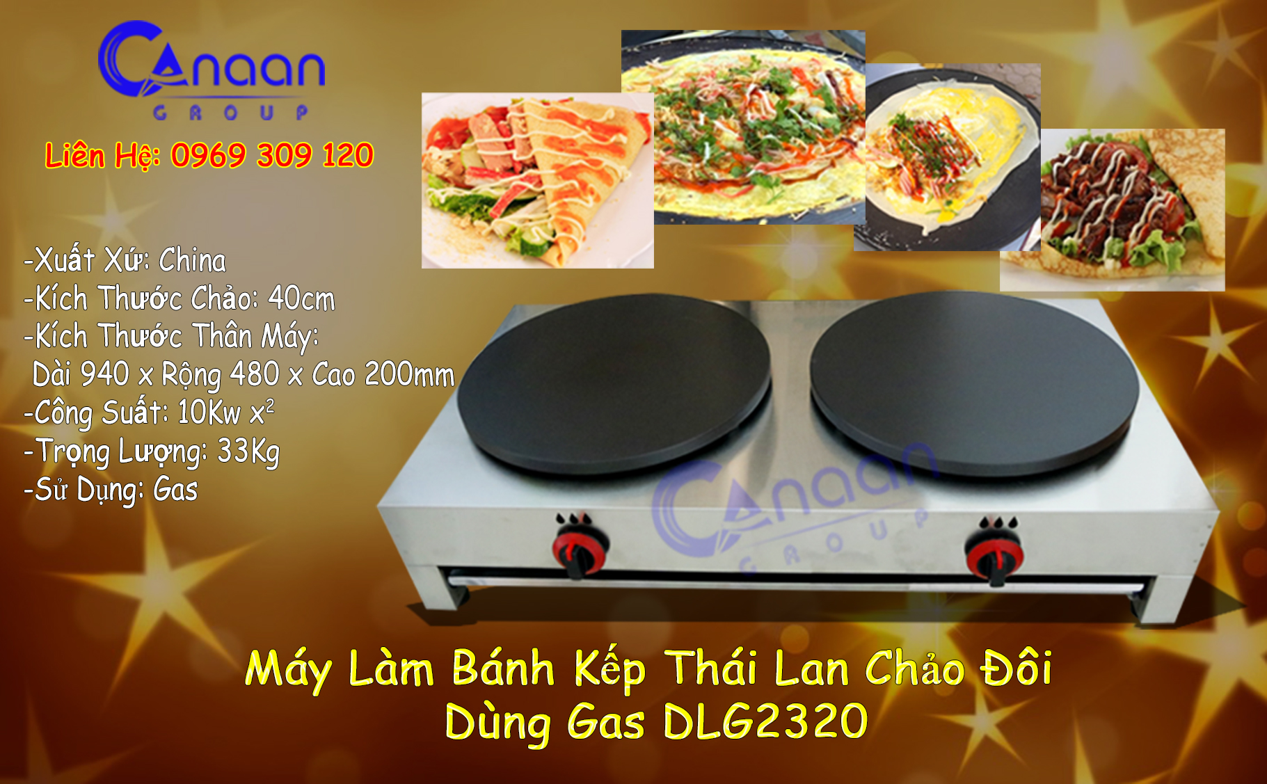 [HCM]Máy bánh Crepe 2 chảo gang dùng GAS