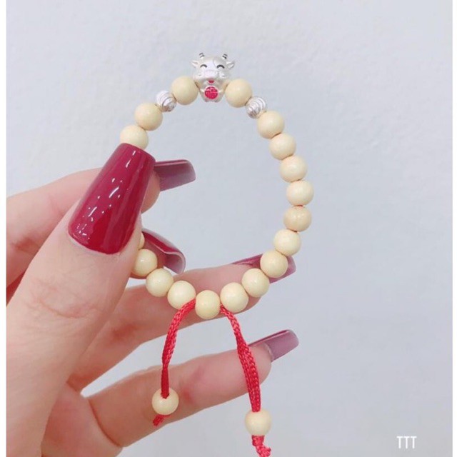 Vòng dâu tằm bi cho bé tuổi trâu chuẩn bạc ta - dây rút chỉnh được size