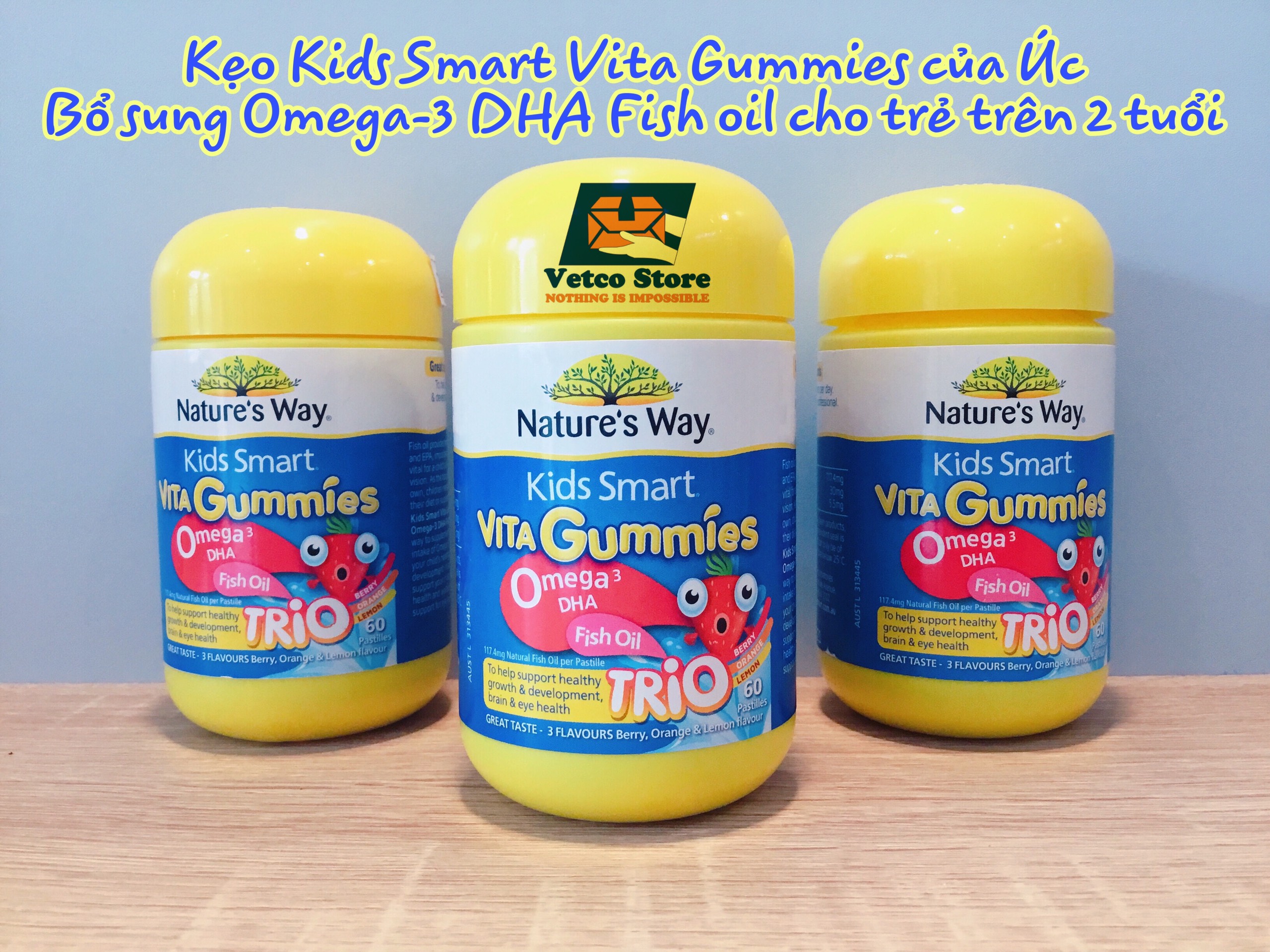 Kẹo Kids Smart Vita Gummies bổ sung Omega-3 DHA Fish oil cho trẻ trên 2 tuổi