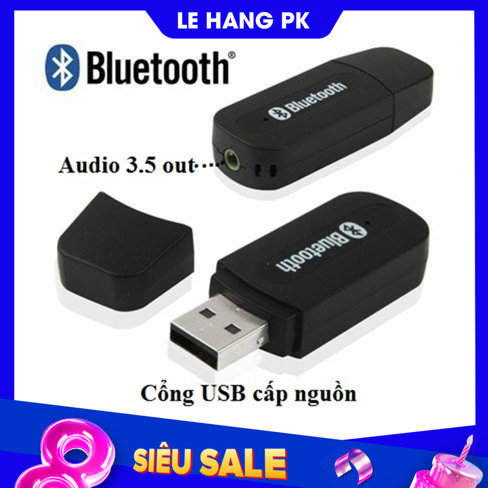 [HCM]USB Bluetooth kết nối Loa Thường thành loa không dây BT163 (Đen)