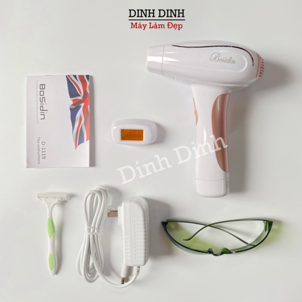 Máy triệt lông Bosidin D1119 triệt lông nách/ tẩy lông chân/ tẩy lông vùng kín/ lông tay/ria mép tặng kèm đầu trẻ hoá da - Dinh Dinh Máy Làm Đẹp