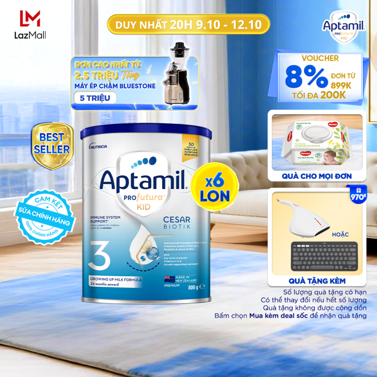 [Hỏa tốc - 0Đ] CB 6 Sữa bột Aptamil Profutura Kid Cesarbiotik New Zealand số 3 - Synbiotic độc quyền dành cho bé từ 2 đến 6 tuổi