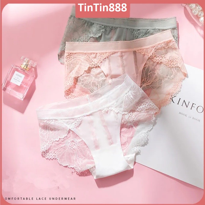 Bộ 5 quần lót su phối ren sexy quyễn rũ mềm mại không đường may kháng khuẩn co dãn nhiều - Quần chíp chữ tuổi mới lớn học sinh 8423 - TinTin888