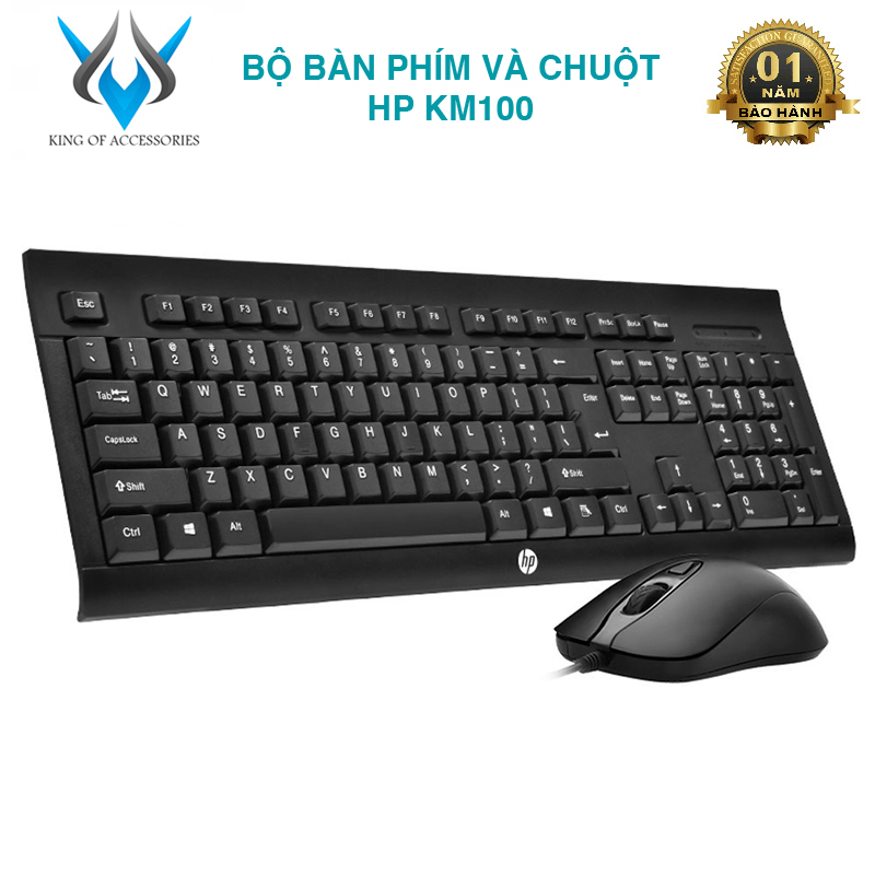 Bộ bàn phím và chuột HP KM100 cực êm - chuyên dành văn phòng hoặc học tập Phụ Kiện 1986