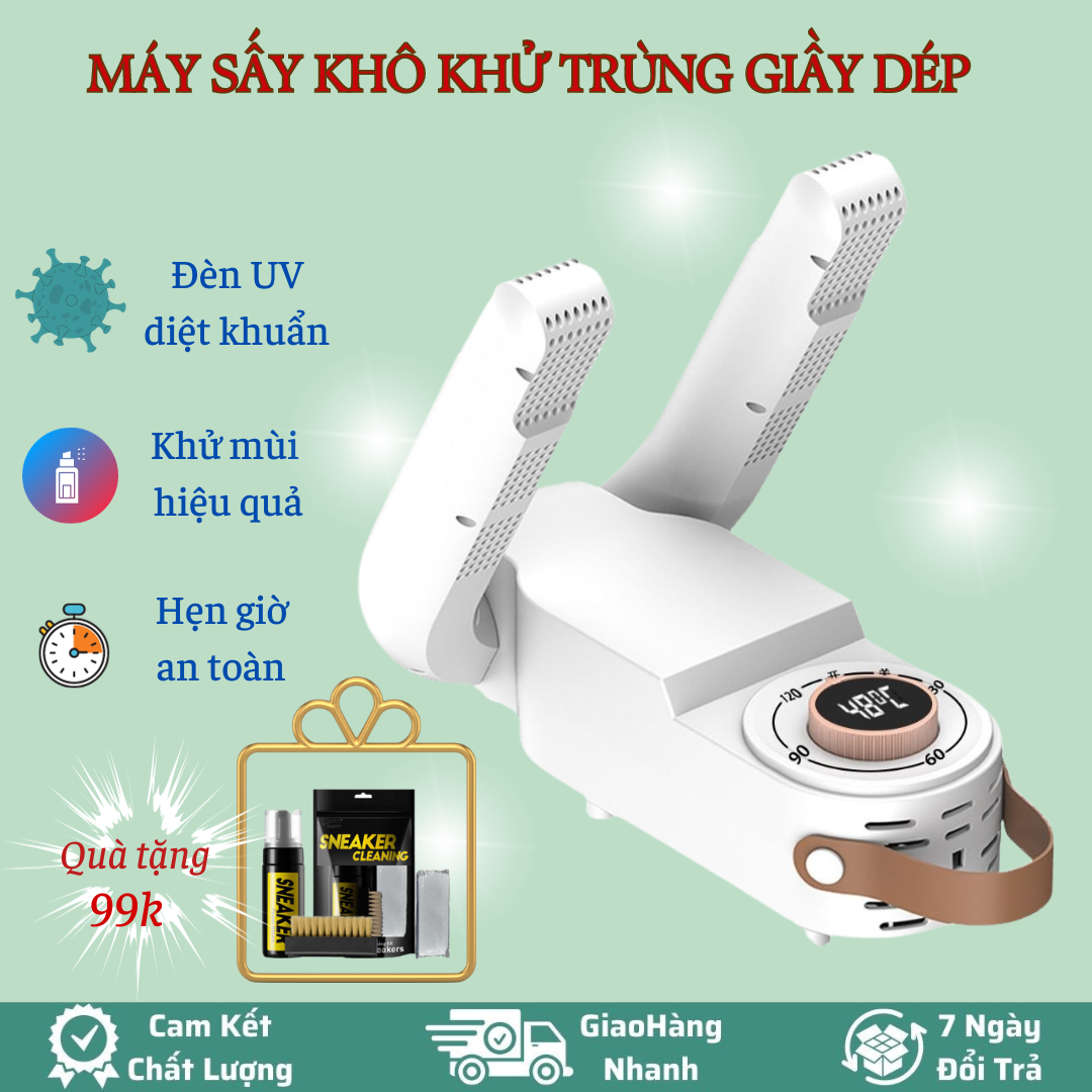 Máy sấy giày máy hong khô khử mùi hôi giày diệt khuẩn bằng tia UV hẹn giờ tự động cân bằng nhiệt