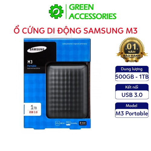 Ổ Cứng Di Dộng Hdd Samsung M3 500Gb 1Tb, Kết Nối Usb 3.0, Chuẩn Sata Iii, Lưu Trữ, Backup New