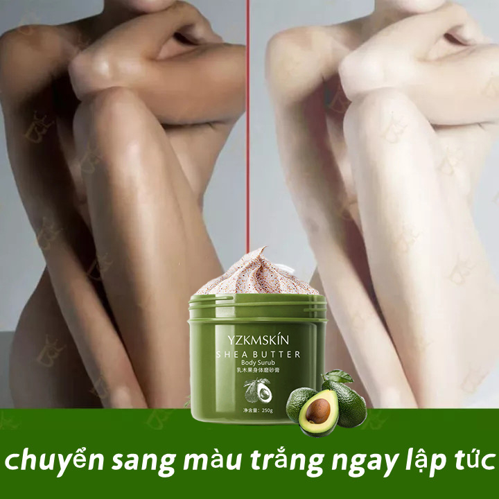 Kem tẩy tế bào chết cơ thể, chiết xuất từ bơ hạt mỡ, nhẹ nhàng làm trắng [250ml], giúp làm sạch da chết toàn thân, da gà, làm cho làn da sáng hơn, mịn màng hơn và đồng đều hơn. Phù hợp cho nam nữ
