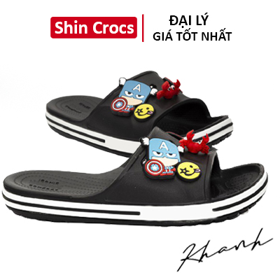 dép lê nam nữ cross💖FREESHIP💖dép lê nam nữ cross họa tiết đen SHINCROSS019 tặng 12 jbitz cross