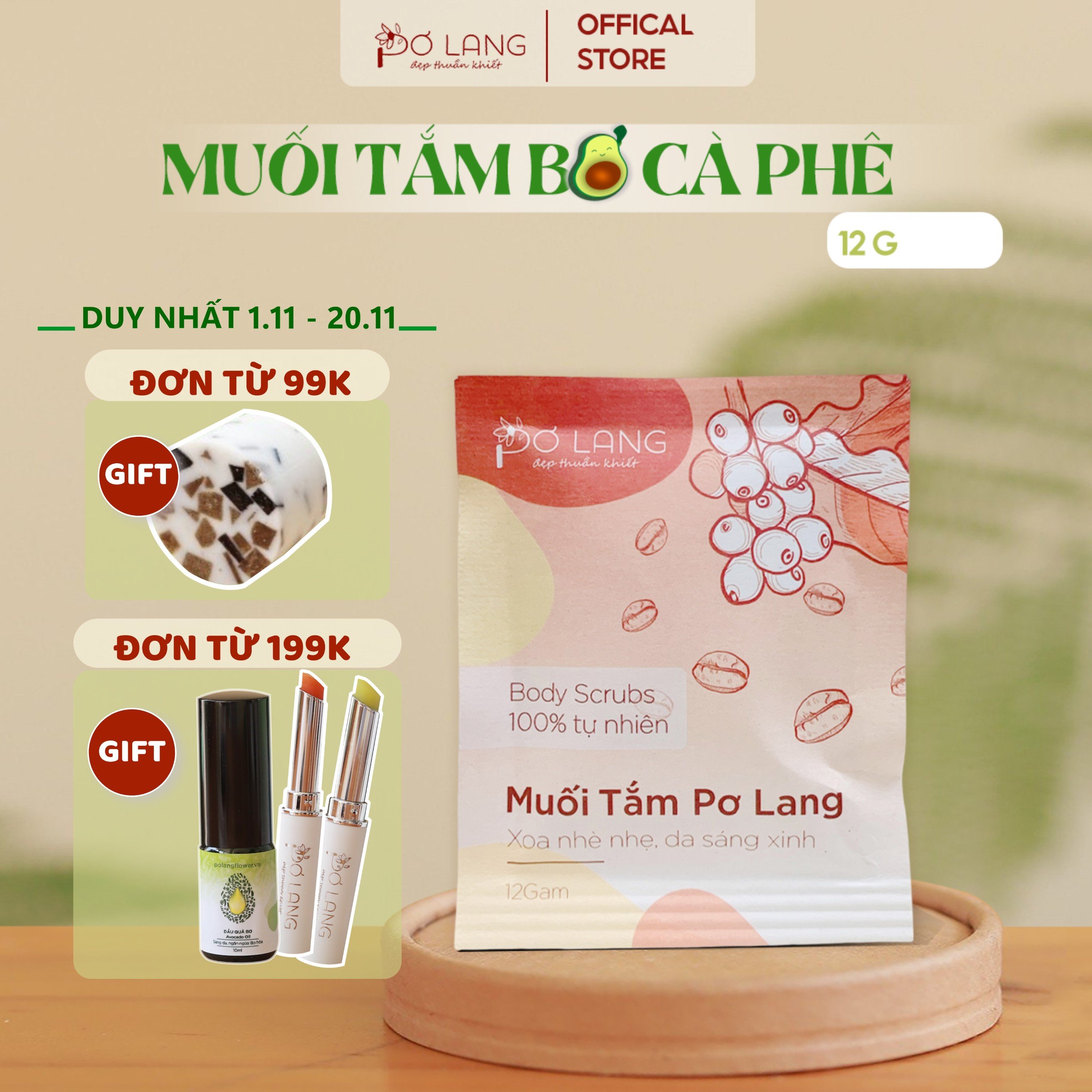 Muối tắm giảm mụn lưng Pơ Lang túi 12 gam