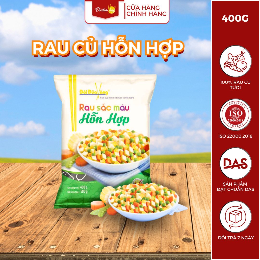 Rau hỗn hợp sắc màu Đôi Đũa Vàng, rau củ quả tươi sạch bổ sung vitamin A, D
