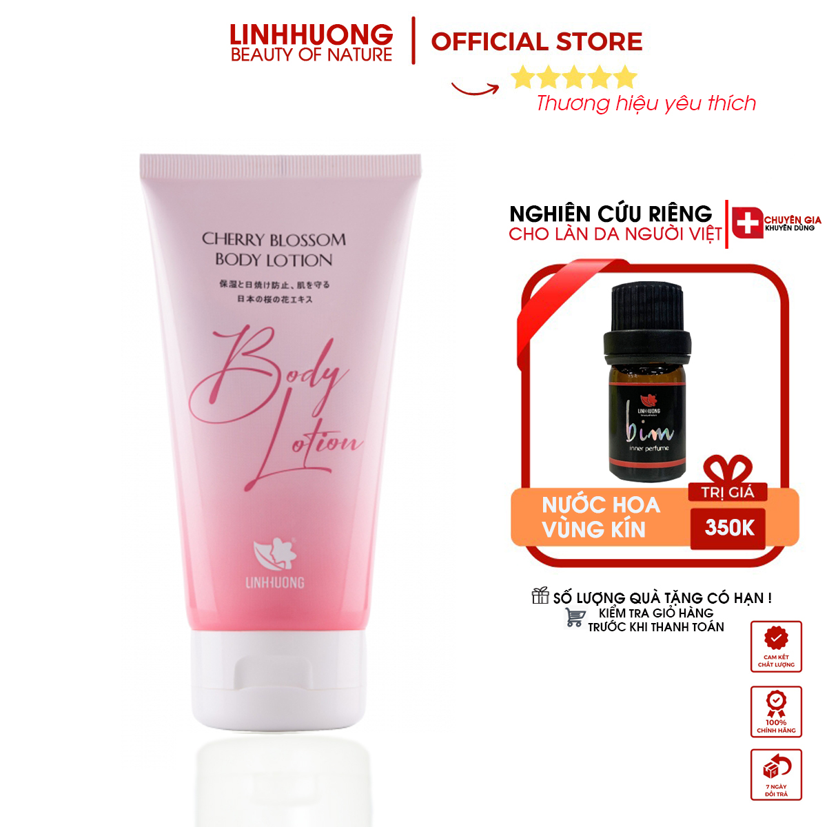 Linh Hương Whitening Body Cream Kem body làm trắng che khuyết điểm chống nắng toàn thân không bết rít không lộ vân kem 150ml