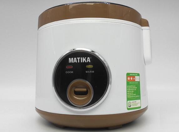 Nồi cơm điện matika 1,8l 900w nắp gài màu nâu trắng mtk - rc09