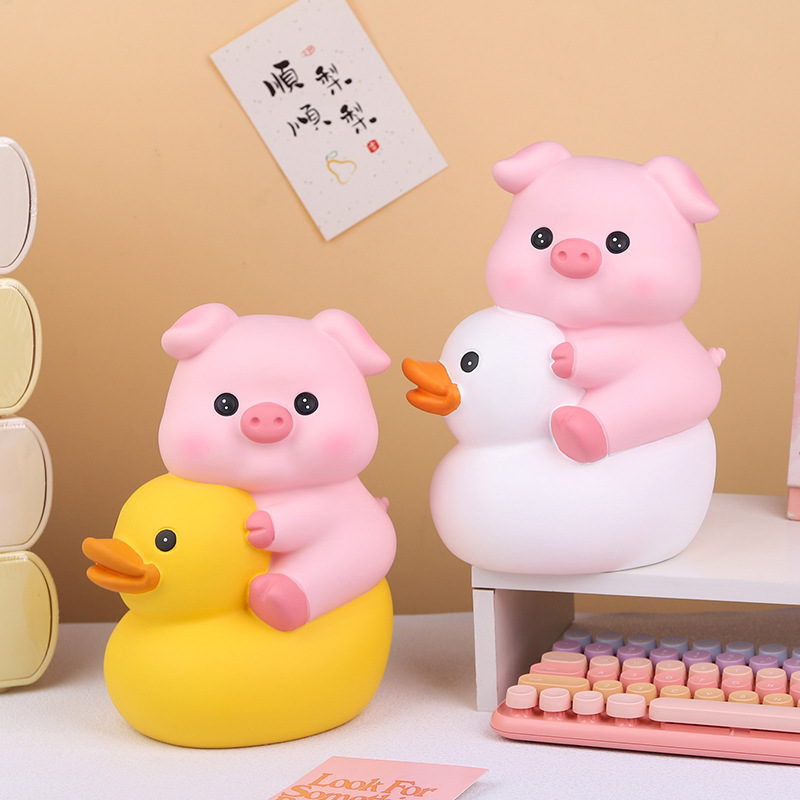 Ống Tiết Kiệm Hình Chú Heo Cưỡi Vịt Trang Trí