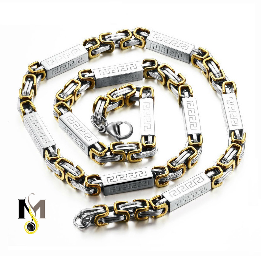 Dây chuyền Inox nam Ziczac cách điệu Chạm Vạn lý trường thàng Không đen - Không rỉ sét