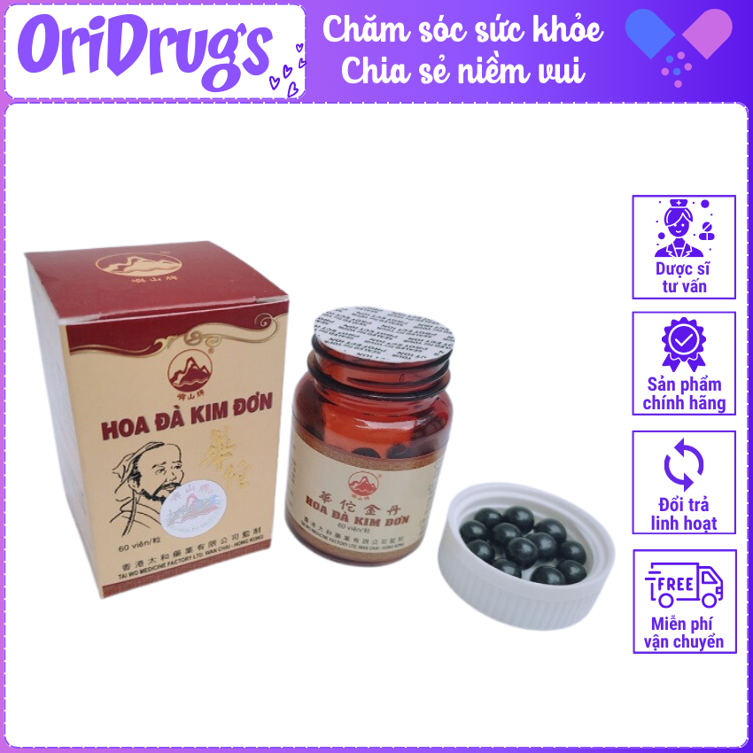 Hoa đà Kim Đơn hộp 60 viên chính hãng Hong Kong, đau nhức xương khớp, tê bì tay chân, thoái hóa khớp, viêm khớp