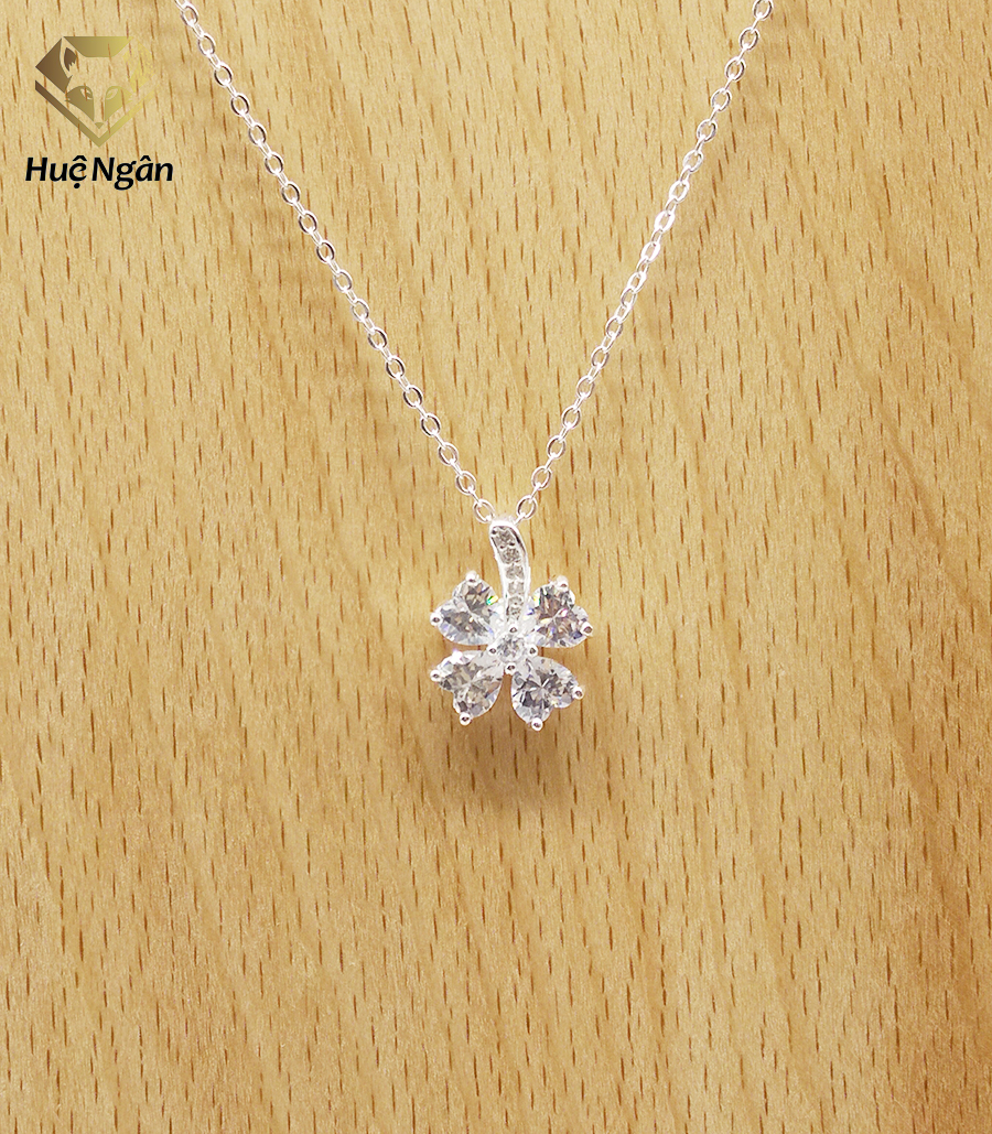 Mặt dây chuyền nữ trang sức bạc Ý 925 Huệ Ngân  - Cỏ bốn lá may mắn  PP1264