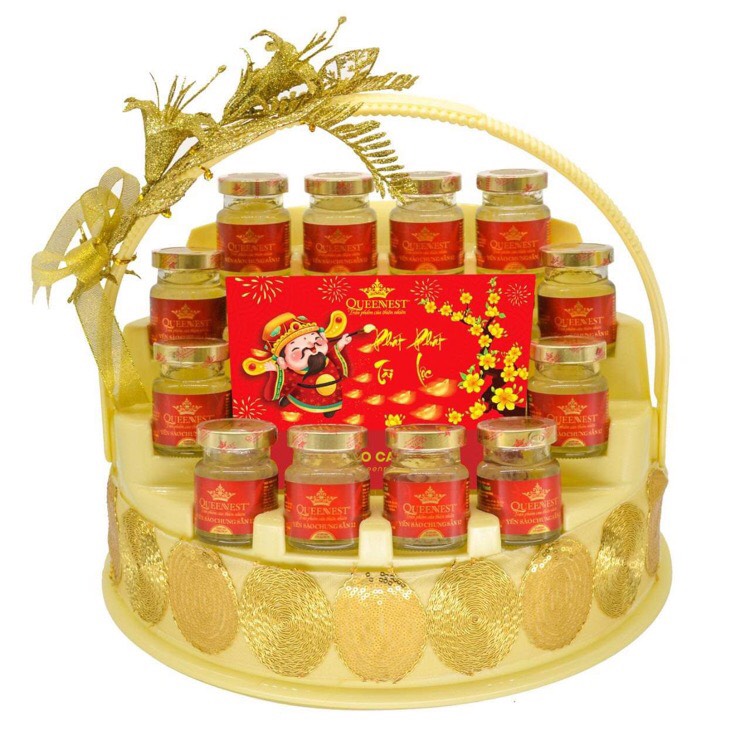 Giỏ quà tết 2024 yến 12% hủ thuỷ tinh