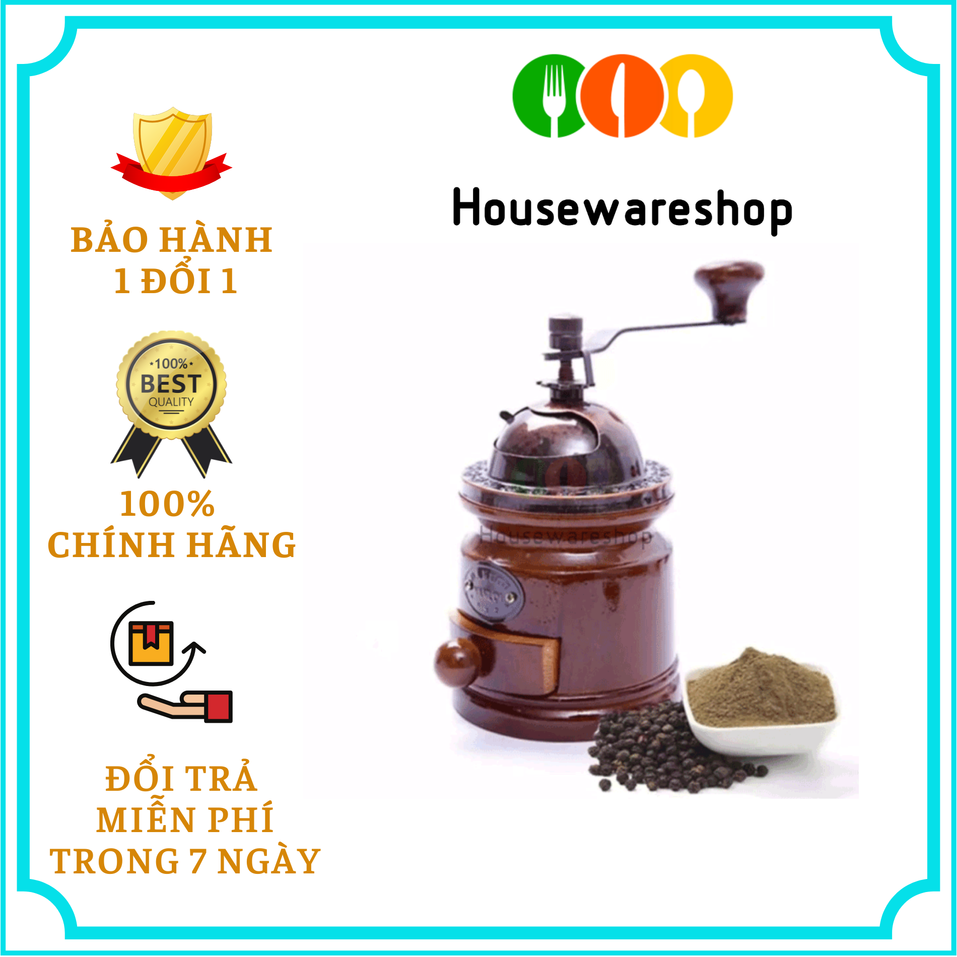 Cối xay tiêu gỗ tròn Dragon