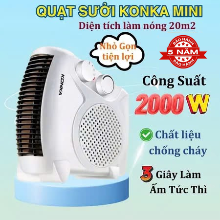 Máy sưởi 2 chiều cao cấp KonKa 901, máy sưởi ấm mini để bàn, máy sưởi phòng ngủ công nghệ Nhật bản.tiết kiệm điện, chống cháy nổ, tiện lợi an toàn