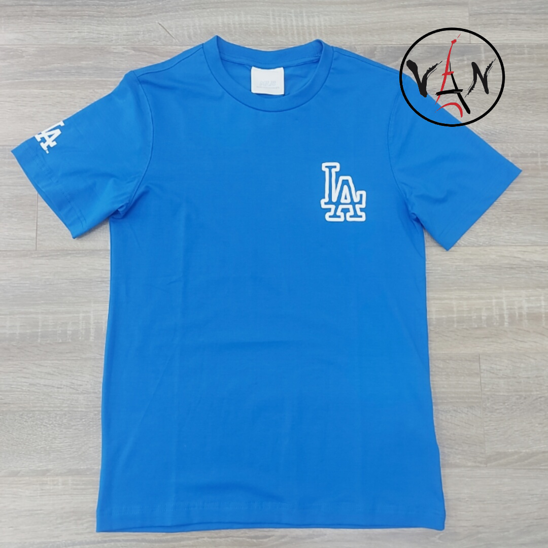 Áo thun cổ tròn ngắn tay like m.l.b l-a dodgers - blue