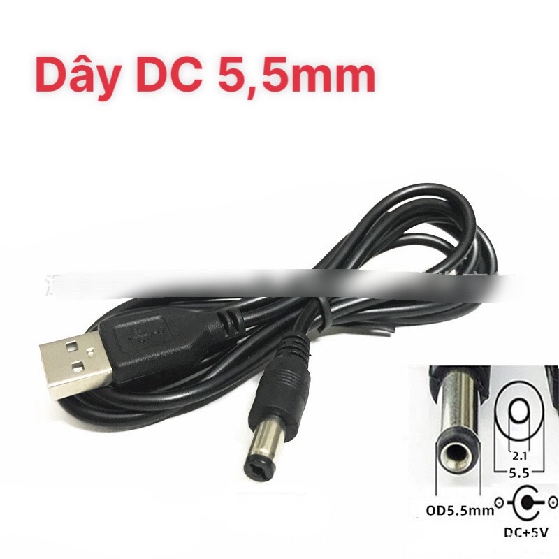 Dây cáp sạc 5v usb ra dc 5.5 mm chất lượng cao, dây dc 5v - 5.5mm