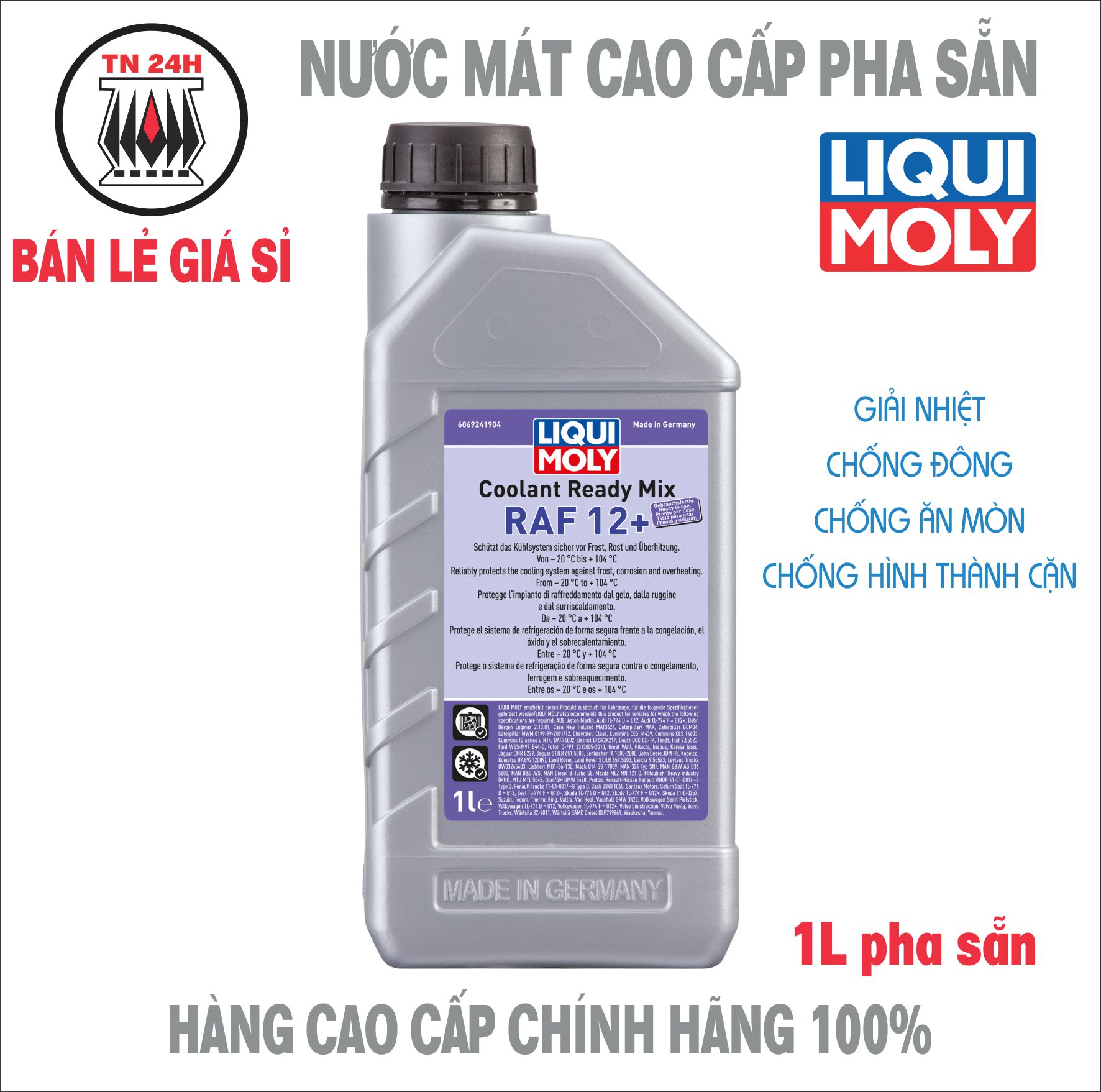 Nước mát pha sẵn liqui moly coolant ready mix raf 12+ 1l
