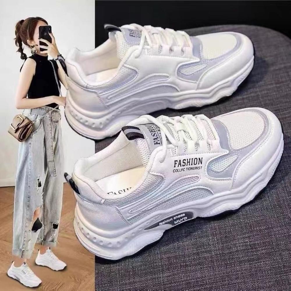 Giày thể thao nữ đế độn Giày sneaker nữ màu trắng style hàn quốc đi học đi chơi