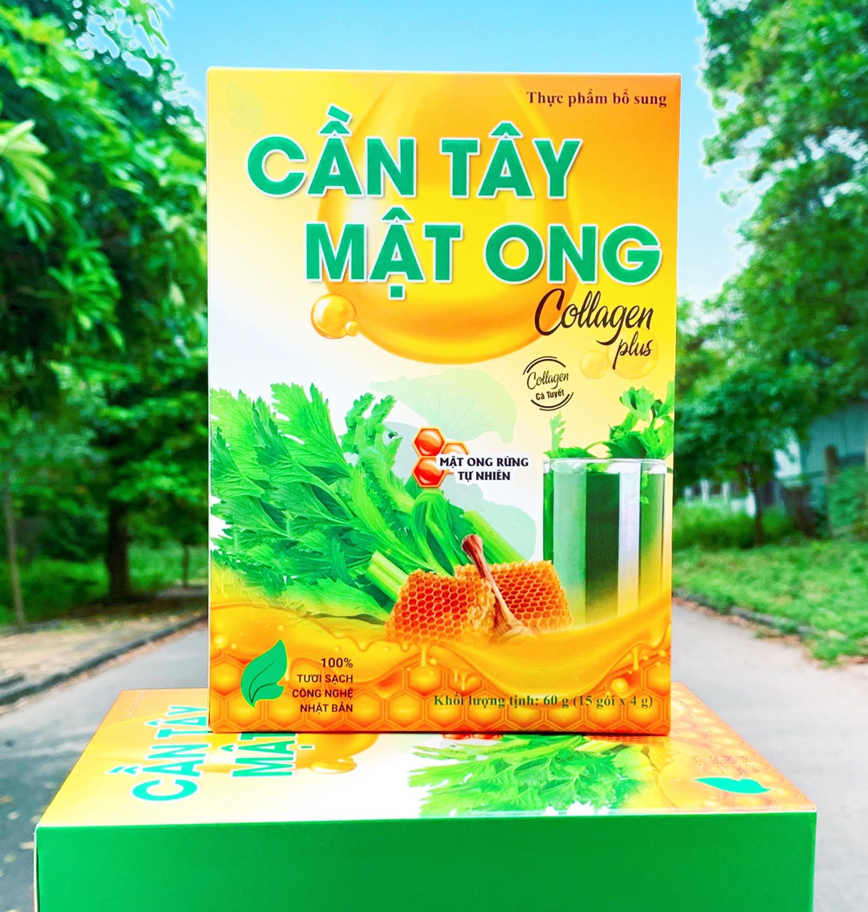 Bột Cần Tây Mật Ong Collagen 60g (15 gói x 4g) hỗ trợ giảm cân, detox thải độc, thanh lọc cơ thể ,giảm cân,Cần tây mật ong