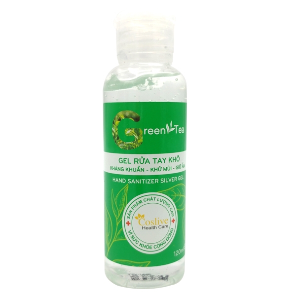 Fahasa - gel rửa tay khô hand san silver coslive 120ml - green tea