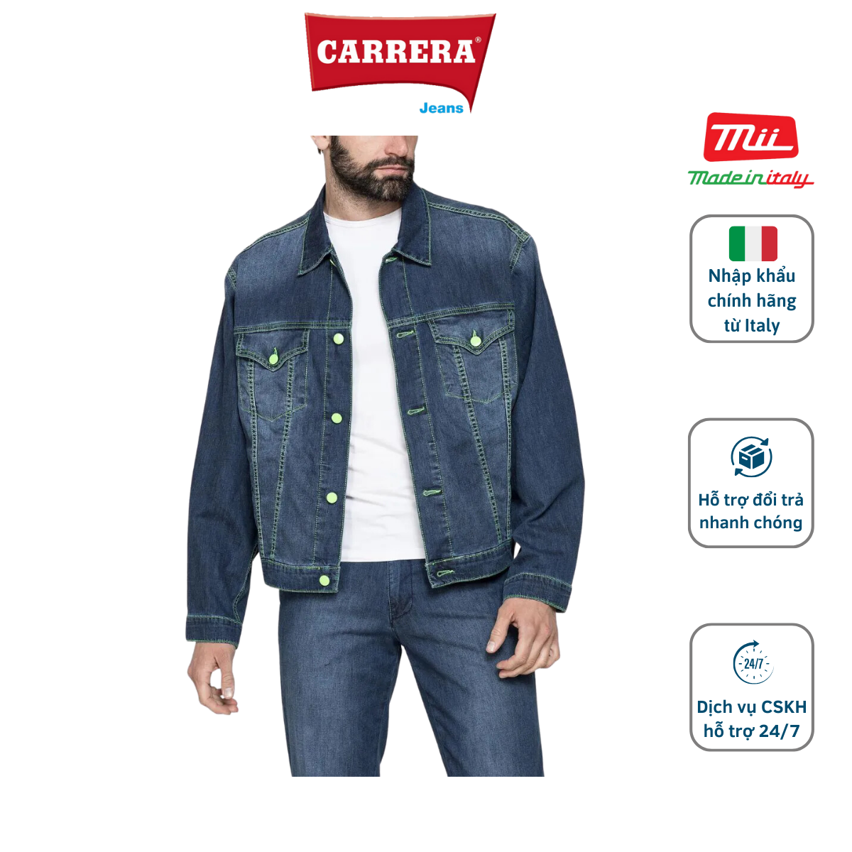 Mens denim jackets with blue color-Carrera Jeans