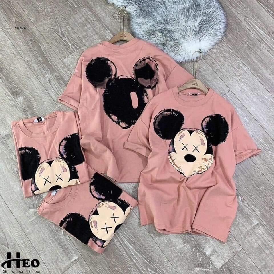 Áo thun phom rộng tay lỡ hình chuột mickey