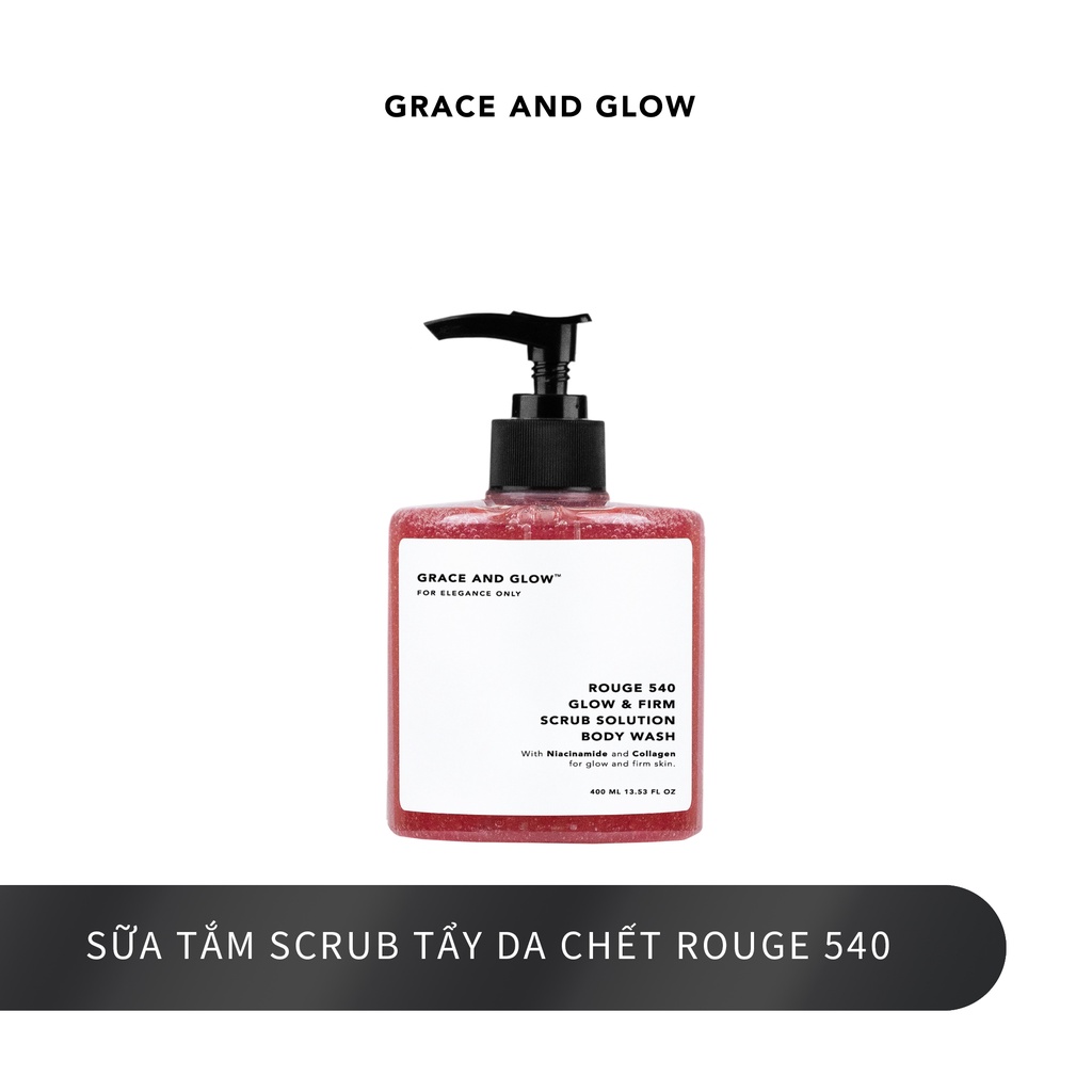 Sữa Tắm Tẩy Da Chết Grace and Glow Rouge 540 Scrub Solution Body Wash 400ml