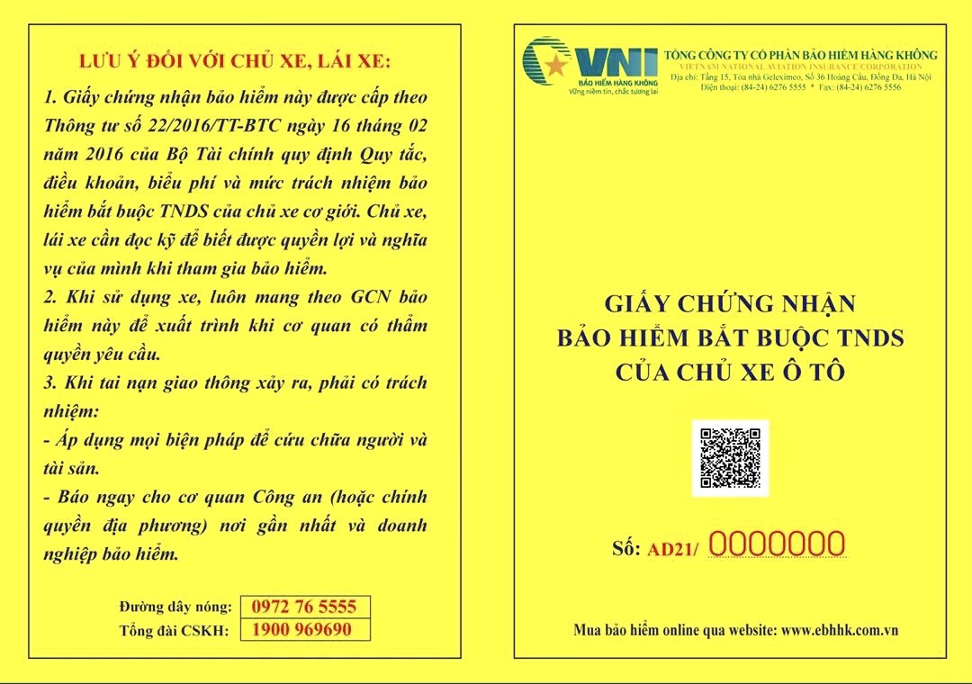 Bảo hiểm dân sự bắt buộc xe ô tô 4 5 chỗ không đăng ký kinh doanh xe vận tải.